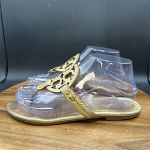 Tory Burch Womens Size 7 Miller Metallic Gold Leather Sandal Shoes